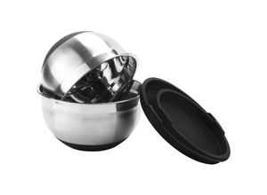 0726504995139 - Vingo - Edelstahl 5-teilig Rührschüssel mit Deckel Set Rührschüsseln Salatschüssel Set Servierschüssel 16-24cm 15-5L - Silber