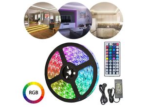 0726505114485 - 5M led Streifen Lichtband Beleuchtung led Strip Lichterkette rgb led Stripe Band Strip Farbwechsel 60LEDs IP20 mit 44 Tasten Fernbedienung - rgb