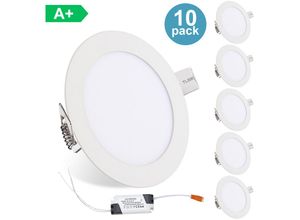 0726505391510 - Led Einbaustrahler Leuchtmittel Flur Farbwechsel Küche Panellampe 6W 10x - Weiß - Wolketon