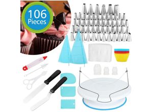 0726505414417 - Plateau Tournant Gâteaux 106 pièces Décoration Professionnel Ustensile Kit Décorer Gâteau Layer Cake Idéal Cadeau Kit Pâtissier