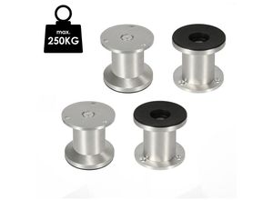 0726505416213 - 4er Set Möbelfüße Sockelfuß Tischfuß Möbel AluminiumHöhe60 mm Durchmesser 40 mm Höhenverstellung 15 mm - Swanew