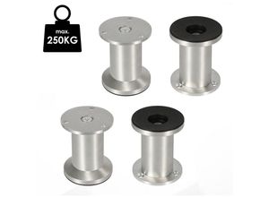 0726505416220 - 4er Set Möbelfüße Sockelfuß Tischfuß Möbel AluminiumHöhe100 mm Durchmesser 40 mm Höhenverstellung 15 mm - Swanew