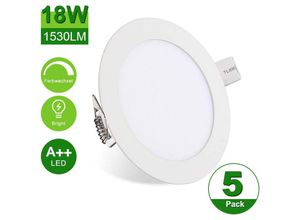 0726505420715 - Led Panel 5er Set Einbaustrahler 18W led Panellampe Rund Deckenstrahler Farbwechsel 3 in1 led Einbaustrahler IP44 Für Schlafzimmer Wohnzimmer - Vingo