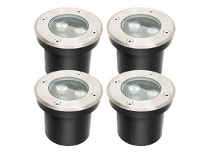 0726505599589 - 4x 3W Bodenleuchte IP67 led Leuchte Bodeneinbaustrahler Bodenstrahler Boden - schwarz - Hengda