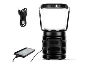 0726505609431 - Hengda - Camping laterne Campinglampen led usb Wiederaufladbar Lampe Wasserdicht Zeltleuchten - Schwarz