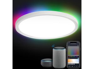 0726505630855 - Hengda - 24W rgb Deckenleuchte Deckenleuchten Backlight led Deckenlampe IP44 dimmbar bluetooth wifi - Weiß