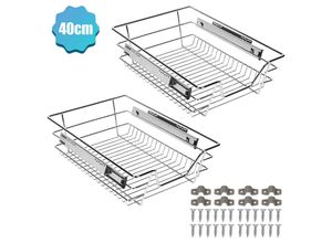 0726505633603 - 4X Küchenschublade Schrankauszug Korbauszug Teleskopschublade Vormontiert Verchromt Silber 40CM - Silber - Hengda