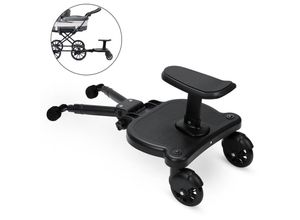 0726505730753 - VINGO Buggy board Upgrade Universal Stehbrett Kiddy Trittbrett Kinderwagen Zubehör mit Sitz Schwarz