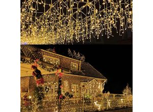 0726505964806 - Hengda - 400 LED Eisregen Eiszapfen Deko Weihnachten Fenster Lichterkette AußenWarmweiß