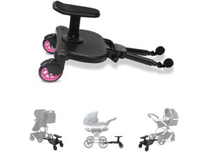 0726505967159 - (Deactive) Hengda Buggy board Upgrade Universal Stehbrett Kiddy Trittbrett Kinderwagen Zubehör mit Sitz Rosa