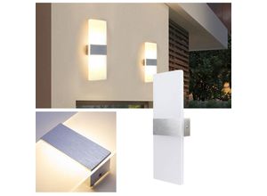 0726506025384 - Led Wandleuchte Innen Außen Wandleuchten Modern Wandlampe Wandbeleuchtung Treppenhaus Flur Warmweiß 2X 12W - Weiß - Tolletour