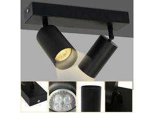 0726506040226 - Hengda - led Deckenstrahler Deckenspots Deckenleuchte Wand-Lampe Deckenspot schwenkbar 2-flammig - Schwarz