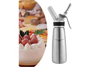 0726506042015 - Hengda Sahnespender Edelstahl Sahnebereiter 500ml Sahnesyphon mit 3 Edelstahl Deko-Düsen Rostfrei Schlagsahne Dispenser Für Desserts Gebäck Sahne