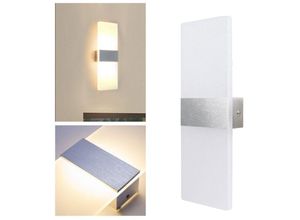 0726506042725 - Led Wandleuchte Innen Außen Wandleuchten Modern Wandlampe Wandbeleuchtung Treppenhaus Flur Warmweiß 2X 12W - Weiß - Hengda