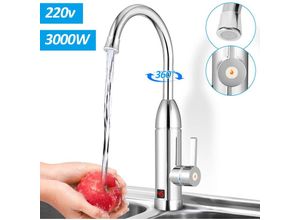 0726506256900 - SWANEW Elektrische Wasserhahn Armatur 3000W Sofortiger Warm KüChenarmatur Elektrischer Heizung Wasserhähnen Mischbatterie mit Durchlauferhitzer 360°