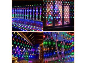 0726506260280 - Led Lichternetz Deko Lichtervorhang Lichterkette Hochzeit Lichterketten Fenster Beleuchtung 8 Modi IP44 für Weihnachten Party Außen Innen rgb 3x2M