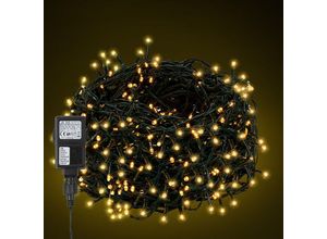 0726506261102 - Vingo 20M 200 led Lichterkette für Weihnachtsbaum Warmweiße dunkelgrün Kupferdraht mit 8 Programmen LEDs für innen und außen IP44