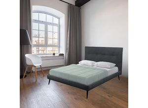 0728204090237 - Toscohome - Doppelbett mit Lattenrost in Esche Stoff Farbe grau - Stiletto