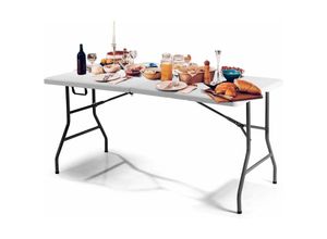 0728370740387 - Klapptisch Campingtisch Gartentisch Falttisch Esstisch Beistelltisch Markttisch weiss 152 x 72 x 74cm - Goplus