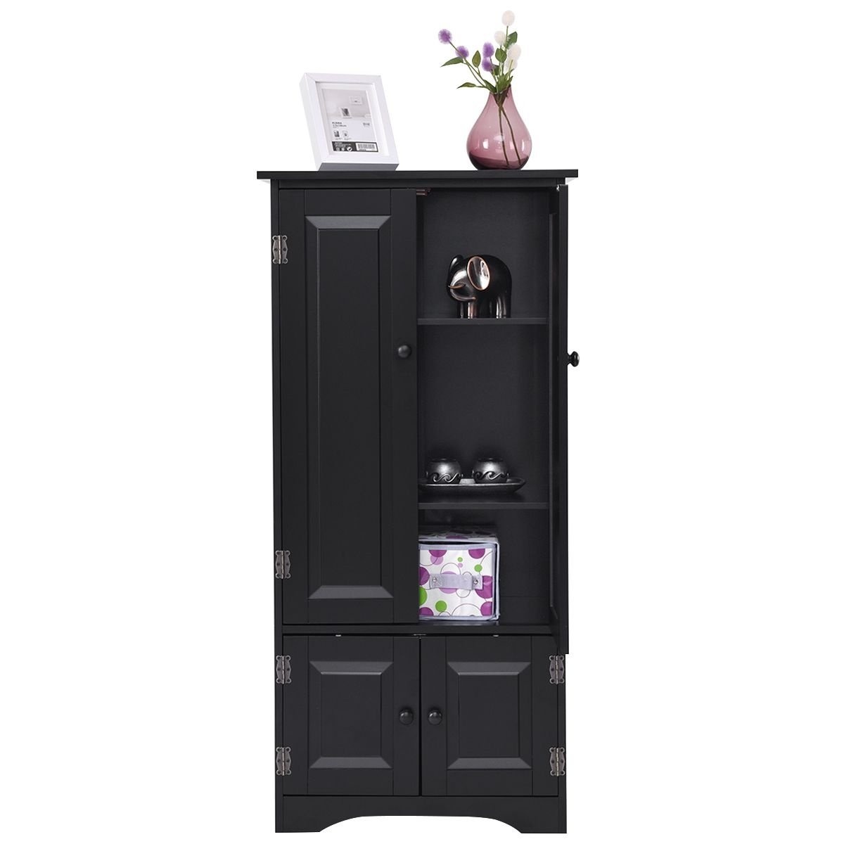 0728370803761 - Costway Midi-Hochschrank - Holz - 59 x 32 x 123 cm - schwarz