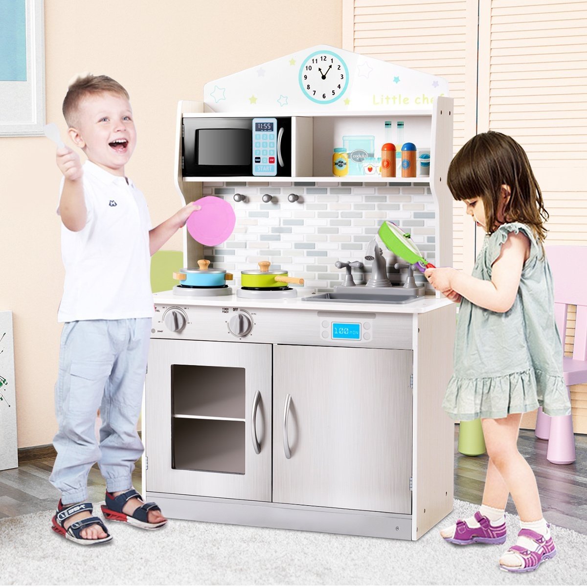 0728370804140 - Küste Kinderküche Spielküche Kinderspielküche grau 57 x 28 x 955 cm Holz