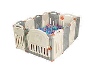 0728370804249 - Costway Pladen Baby Laufstall Kinder schützen Gitter Barriere Gitter mit Tür beige und grau