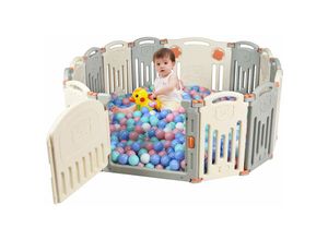 0728370804270 - Laufgitter Laufstall Baby Absperrgitter aus Kunststoff Krabbelgitter Faltbar Spielzaun fuer Kinder Schutzgitter mit Tuer und Spielzeugboard