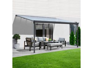 0729389813468 - Terrassenüberdachung Aluminium 312 cm als Bausatz Sichtschienen und Hohlkammerplatten Grau