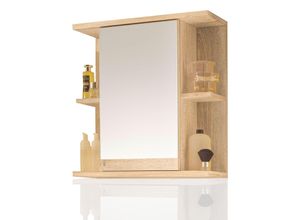 0729389816551 - Badmöbel Spiegelschrank Badschrank mit Ablagen Sonoma