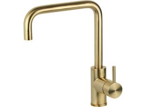 0730914524612 - Küchenspülenmischer gebürstetem goldfarbenem Edelstahl mit PVD-Beschichtung verstellbarem Auslauf Pollini Acqua Design NF0001C Gebürstetes Gold-PVD