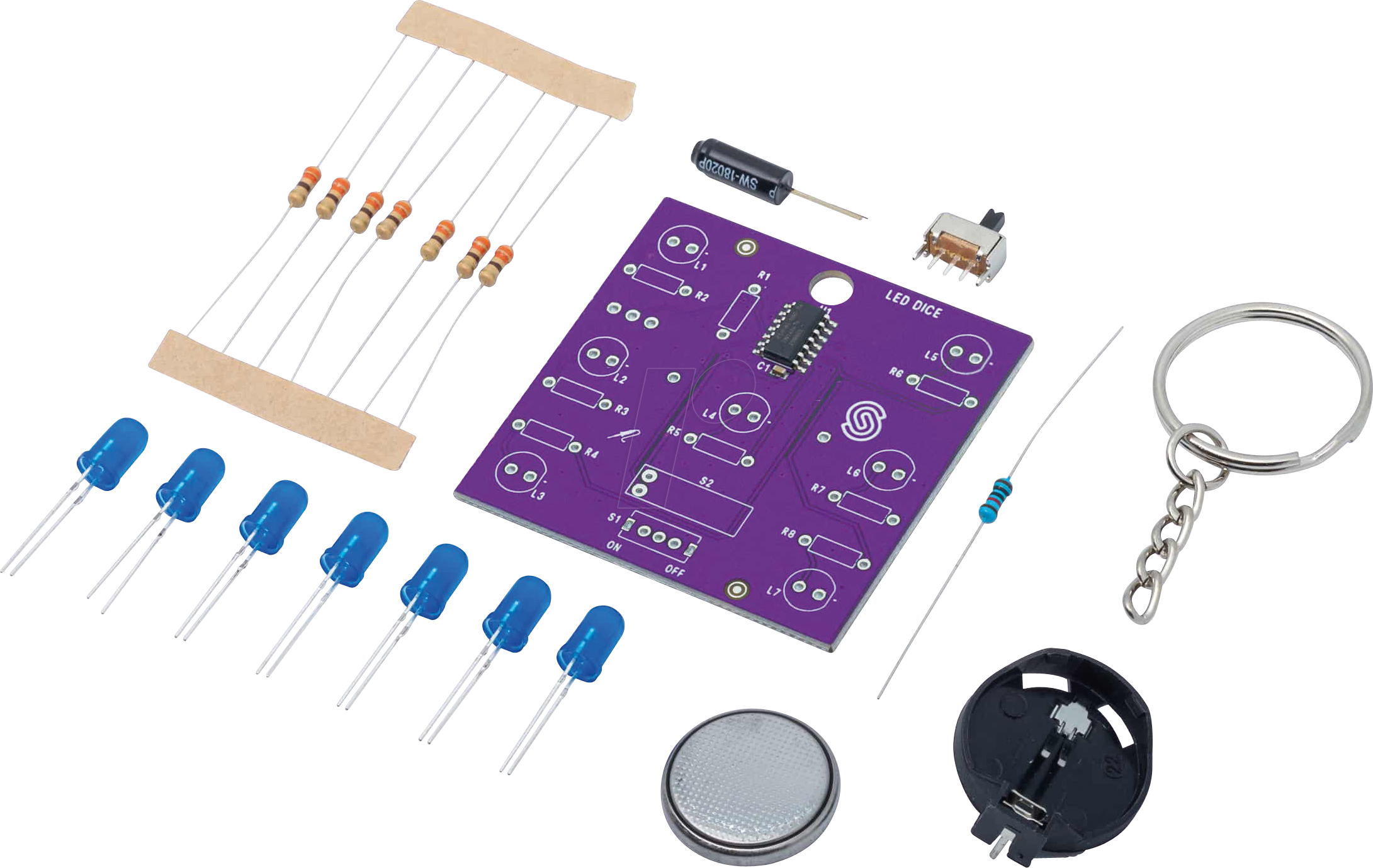 0732388664702 - SK LED DICE - Lötbausatz LED Würfel Attiny404