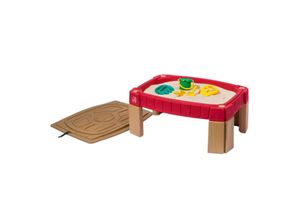 0733538759491 - Naturally Playful Sandtisch Plastik Sandkasten mit Deckel Erhöhter Sandspieltisch - Rot - Step2