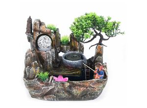 0733835494514 - Senderpick - Zimmerbrunnen Springbrunnen Wasserspiel Garten Brunnen Beleuchtung Zerstäubung Tischbrunnen Luftbefeuchter Ornament Tischbrunnen Harz