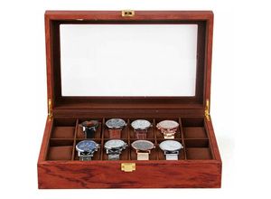 0733835495030 - Senderpick - 12 Slots Armbanduhr Sammelbox Box Display Box Holz Glas Top Schmuckaufbewahrungsorganisato mit Glasdeckel