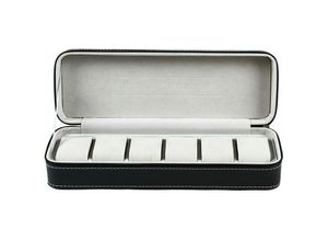 0733835505111 - Senderpick - Uhrenbox Uhrentasche Schmuckkasten Uhrenschatulle Uhrenkoffer Organizer Schmuck Display Aufbewahrungsbox Box Schwarz (6 Steckplätze)