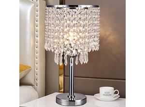 0733835731053 - Gojoy - Kristall Tischlampe Nachttischlampe Kristallglas Runder Standfuß Elegante Moderne Tischlampen Heimtischlampe Deko Lampe mit Kristallen Weiß