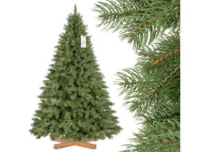 0733991200301 - Fairytrees - Weihnachtsbaum künstlich 180cm königsfichte Premium von mit Christbaum Holzständer Tannenbaum künstlich mit Naturgetreue Spritzguss