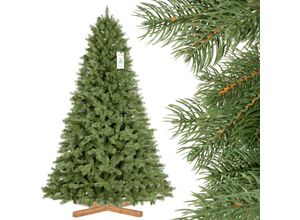 0733991222037 - Fairytrees - Weihnachtsbaum künstlich 220cm königsfichte Premium von mit Christbaum Holzständer Tannenbaum künstlich mit Naturgetreue Spritzguss