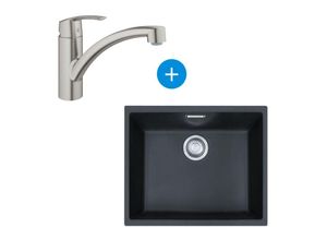 0734077013556 - Set Sirius Unterbauspüle 525x44cm Tectonite® Mattschwarz + Grohe SuperSteel Einhebelmischer (1250363789-DC1) - Franke