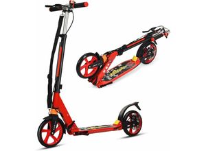 0736542234558 - GOPLUS Kickscooter für Kinder und Erwachsene Hoehenverstellbarer Cityroller Klappbarer Tretroller mit Federung bis 100 kg Belastbar mit Klingel