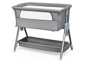 0736542240085 - 2 in 1 Beistellbett Babybet mit 6 stufigen Hoehenverstellung und Aluminiumrahmen Kinderbett inkl Matratze Zustellbett mit Rollen Zustellbett für