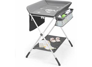 0736542240269 - Goplus - 3 in 1 Baby Wickelkombination Wickeltisch Badestation Waeschestaender Hoehenverstellbar & Klappbar& Rollbar mit Seitlicher Tasche &