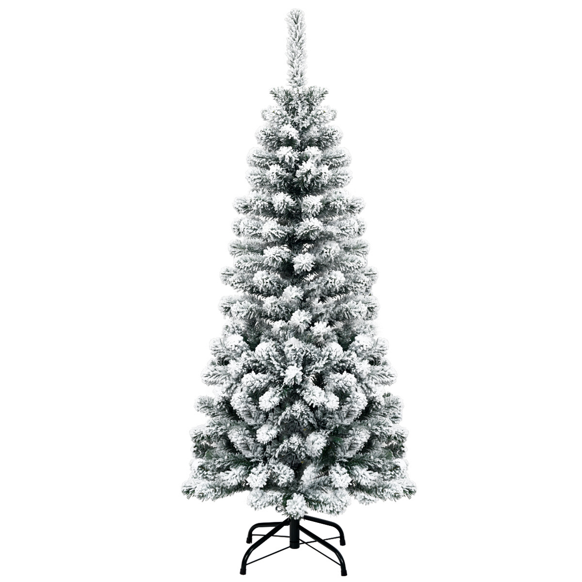 0736542242812 - Costway 135 cm künstlicher Weihnachtsbaum mit schneebedeckter Klappe und hochwertigen PVC-Nadeln