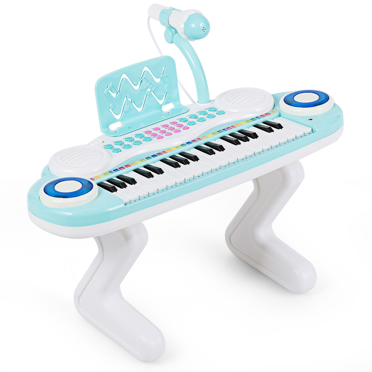 0736542259544 - 37 Tasten Digitalpiano Kindertastatur Klaviertastatur mit Mikrofon 48 x 20 x 38 cm blau