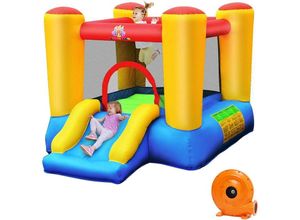 0736542269666 - Hüpfburg + Geblaese Kombination mit Rutsche Springburg Hüpfschloss Aufblasbares Trampolin Spielburg Outdoor Bouncer Luftgeblaese inkl Tragetasche