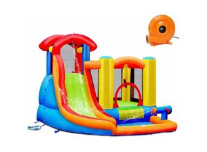 0736542294910 - Aufblasbare Hüpfburg + 450W Geblaese Kombination mit Rutsche Wasserbecken Springburg Hüpfschloss Outdoor Bouncer Spielpool Luftgeblaese inkl