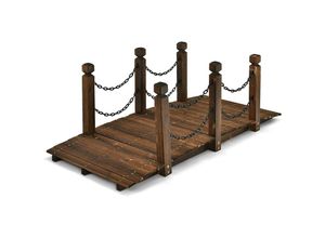 0736542300222 - Goplus - Massive Holzbrücke Teichbrücke mit Gelaender & Ketten Gartenbrücke Bogendesign bis zu 180kg 150 x 67cm x 55cm Korrosionsschutz für