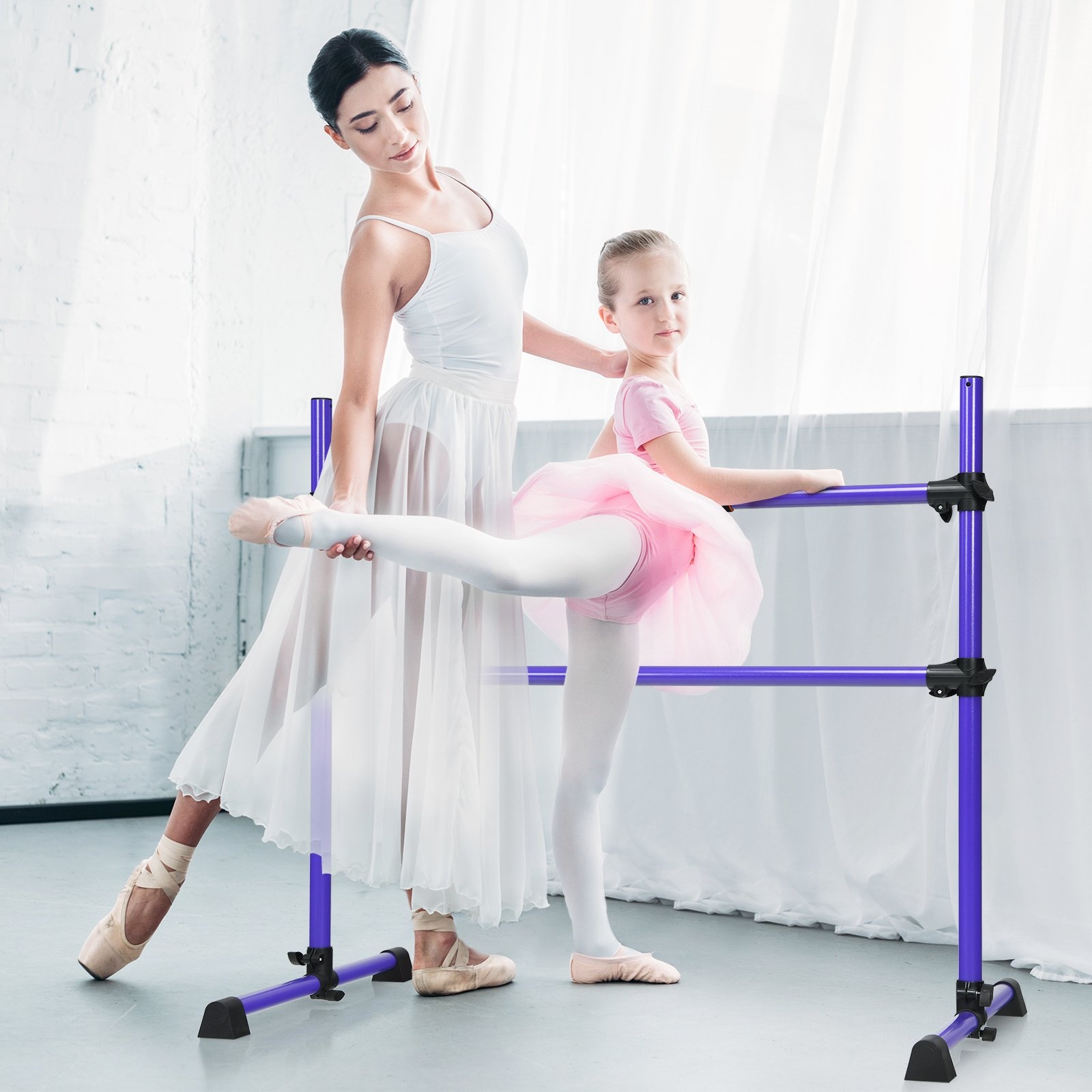 0736542305760 - Ballettstange Ballettstange Ballett Stretch Barre Höhenverstellbar mobil lila 1245 x 71 x 120 cm