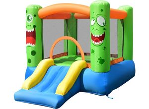 0736542306408 - Aufblasbare Hüpfburg mit Rutsche Springburg Kinder Trampolin Spielburg Outdoor Bouncer inkl Tragetasche Pfaehlen Reparaturset 279x210x170cm