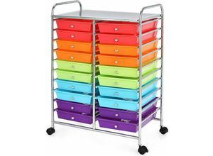 0736542307313 - Tour de Rangement sur Roulettes avec 20 Tiroirs 64 x 39 x 88 CM Chariot de Rangement pour Bureau Salon Coiffure Multicolore